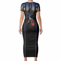Mabuhay Philippines Festival Short Sleeve Bodycon Dress Filipino Map Sampaguita Igorot Pattern LT14 - Polynesian Pride