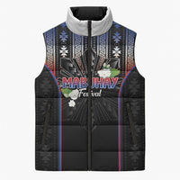 Mabuhay Philippines Festival Sleeveless Puffer Jacket Filipino Map Sampaguita Igorot Pattern LT14 Unisex Black - Polynesian Pride