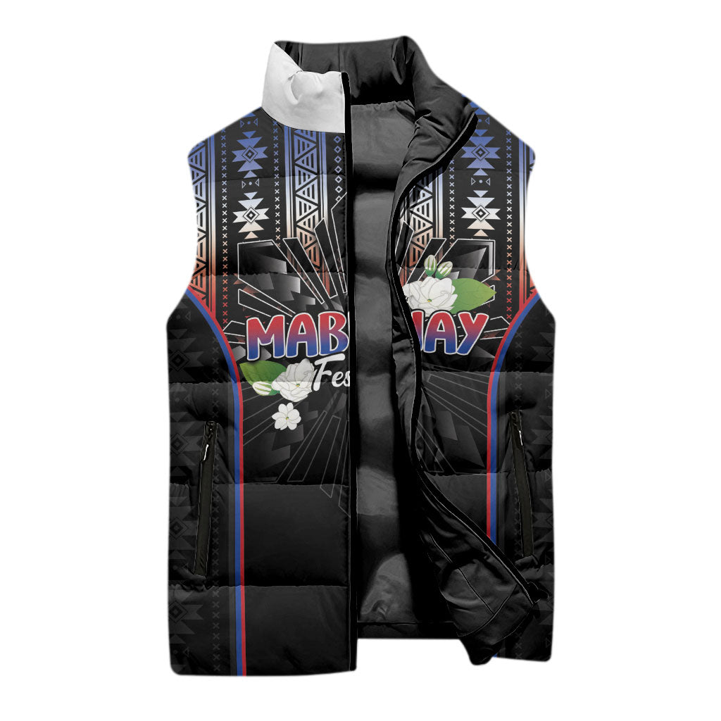 Mabuhay Philippines Festival Sleeveless Puffer Jacket Filipino Map Sampaguita Igorot Pattern LT14 - Polynesian Pride