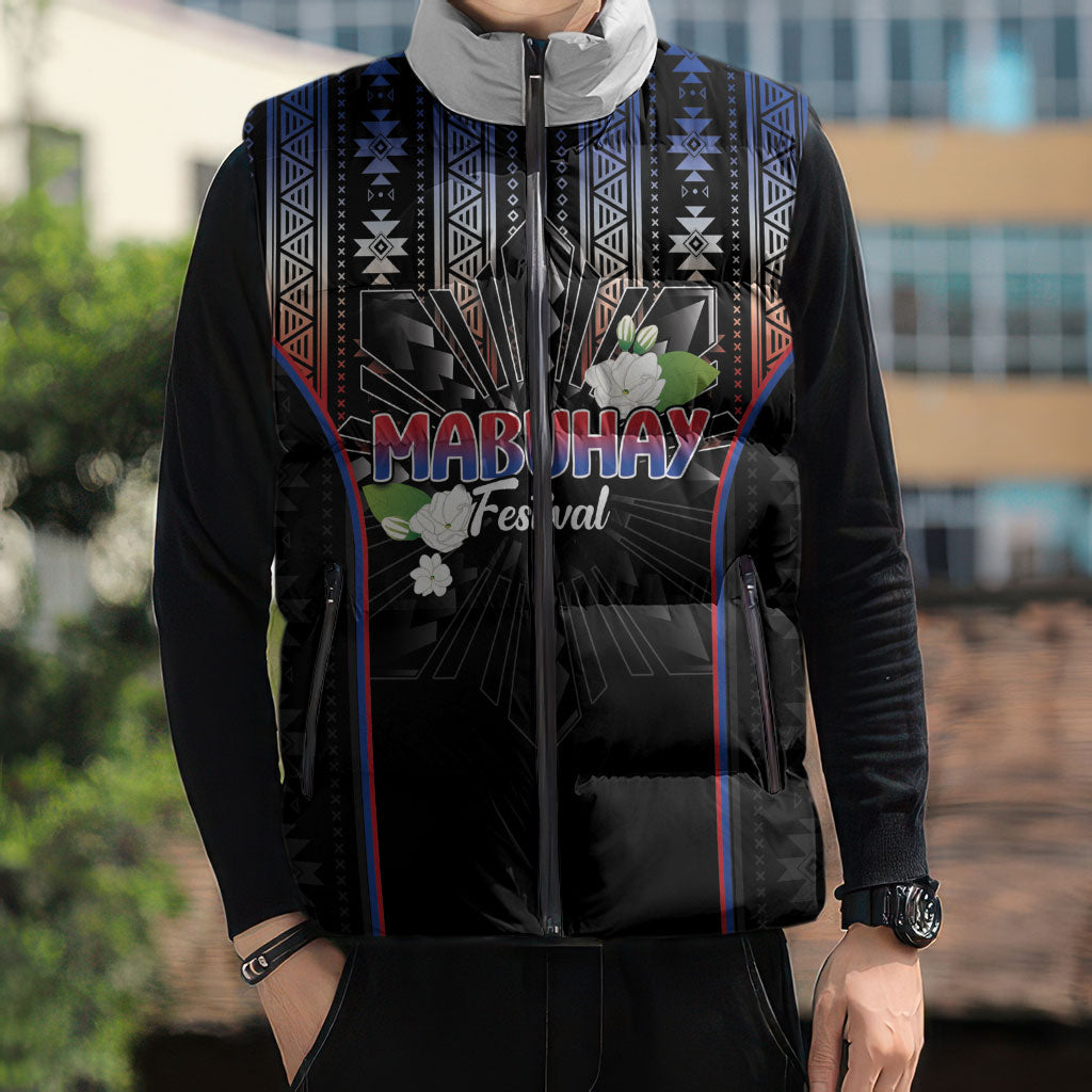 Mabuhay Philippines Festival Sleeveless Puffer Jacket Filipino Map Sampaguita Igorot Pattern LT14 - Polynesian Pride
