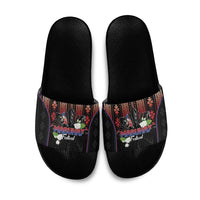 Mabuhay Philippines Festival Slide Sandals Filipino Map Sampaguita Igorot Pattern LT14 Black - Polynesian Pride