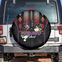 Mabuhay Philippines Festival Spare Tire Cover Filipino Map Sampaguita Igorot Pattern LT14 Black - Polynesian Pride