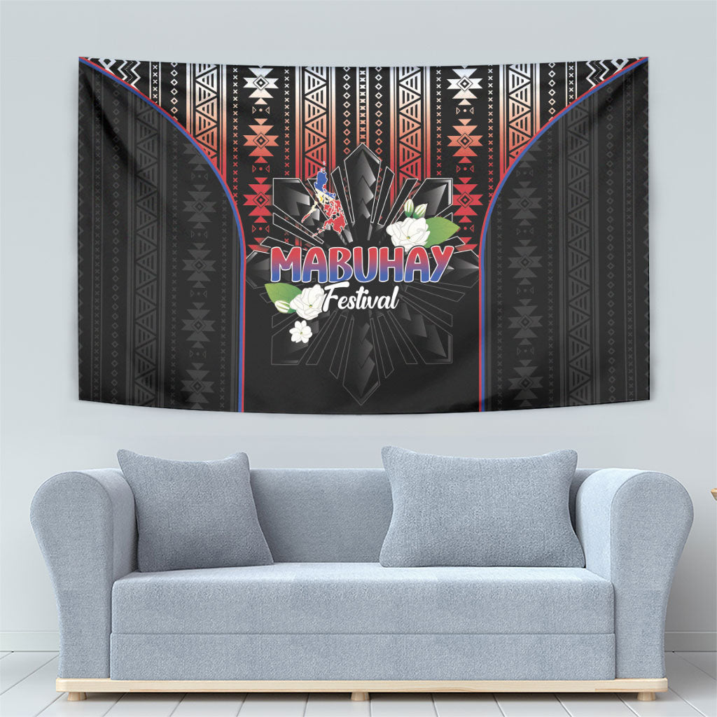 Mabuhay Philippines Festival Tapestry Filipino Map Sampaguita Igorot Pattern LT14 - Polynesian Pride