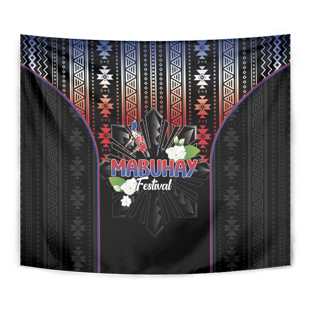 Mabuhay Philippines Festival Tapestry Filipino Map Sampaguita Igorot Pattern LT14 - Polynesian Pride