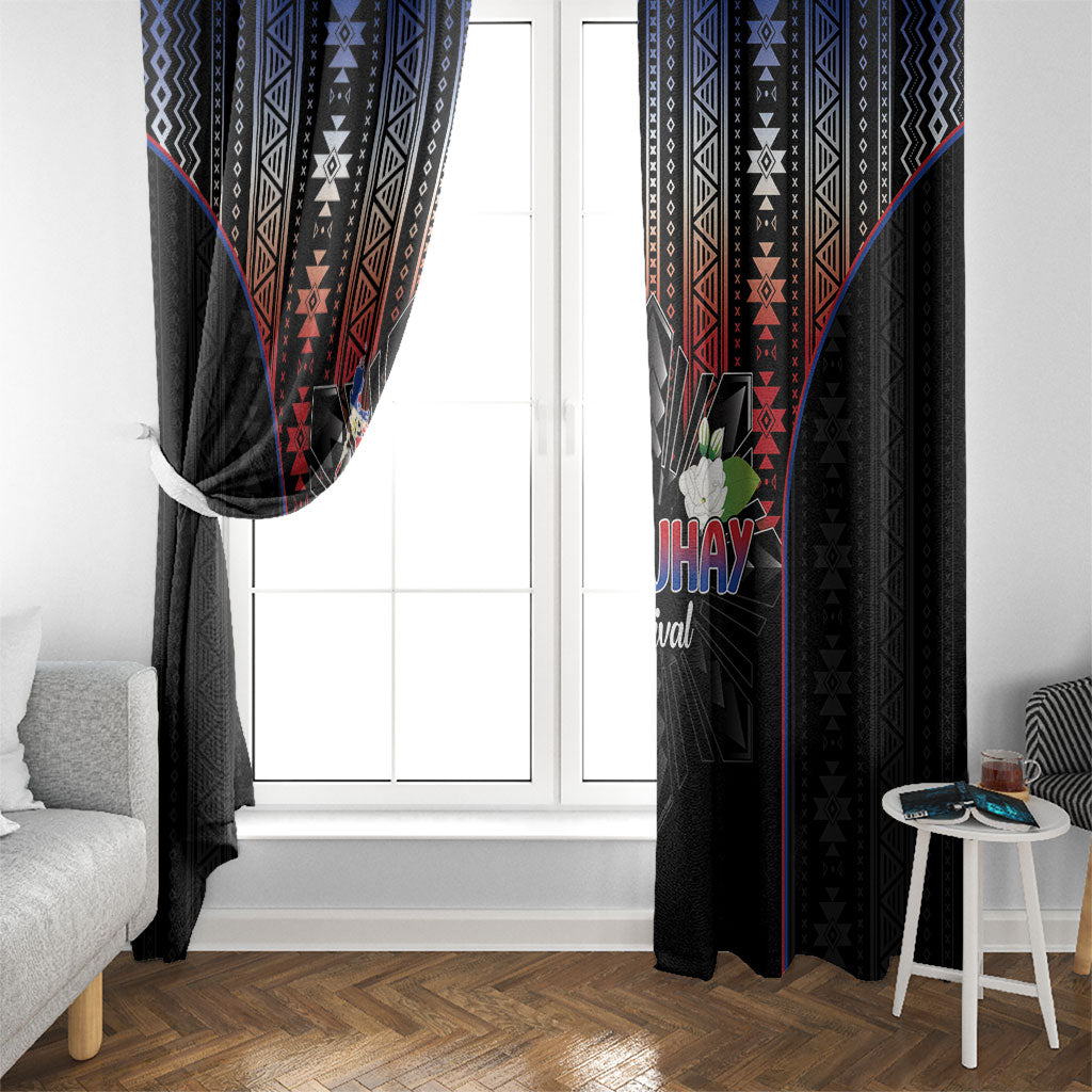 Mabuhay Philippines Festival Window Curtain Filipino Map Sampaguita Igorot Pattern LT14 - Polynesian Pride