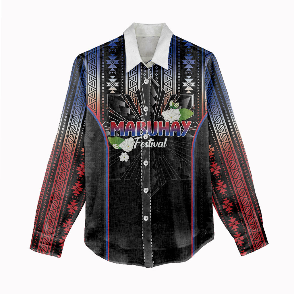 Mabuhay Philippines Festival Women Casual Shirt Filipino Map Sampaguita Igorot Pattern LT14 - Polynesian Pride