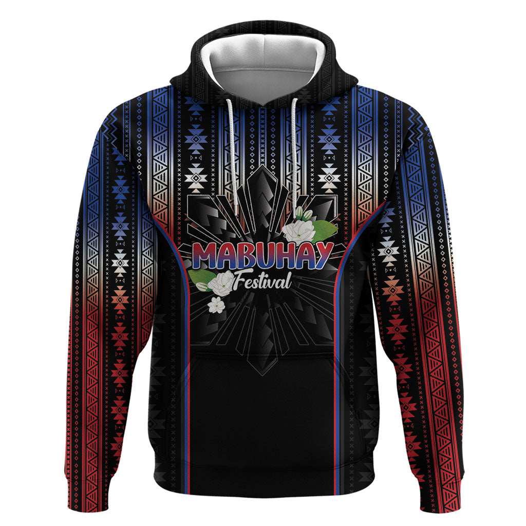 Mabuhay Philippines Festival Zip Hoodie Filipino Map Sampaguita Igorot Pattern LT14 Pullover Hoodie Black - Polynesian Pride