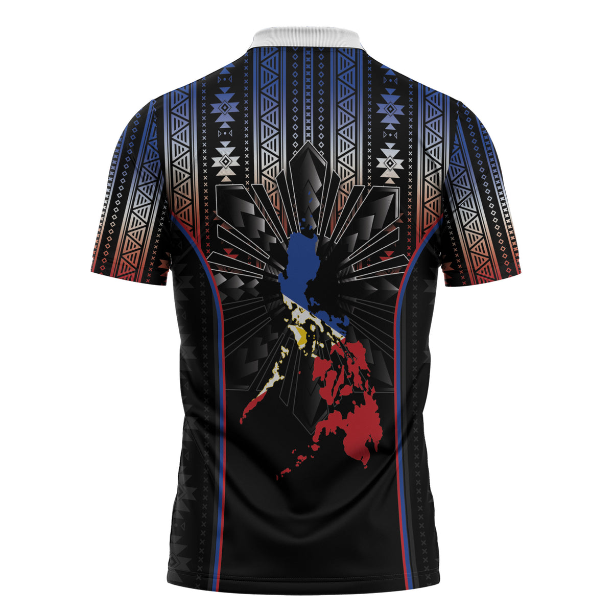 Mabuhay Philippines Festival Zipper Polo Shirt Filipino Map Sampaguita Igorot Pattern LT14 - Polynesian Pride