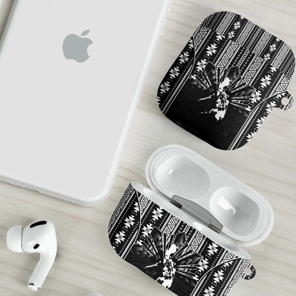 Mabuhay Philippines Festival AirPods Case Filipino Map Black White Igorot Pattern LT14 - Polynesian Pride