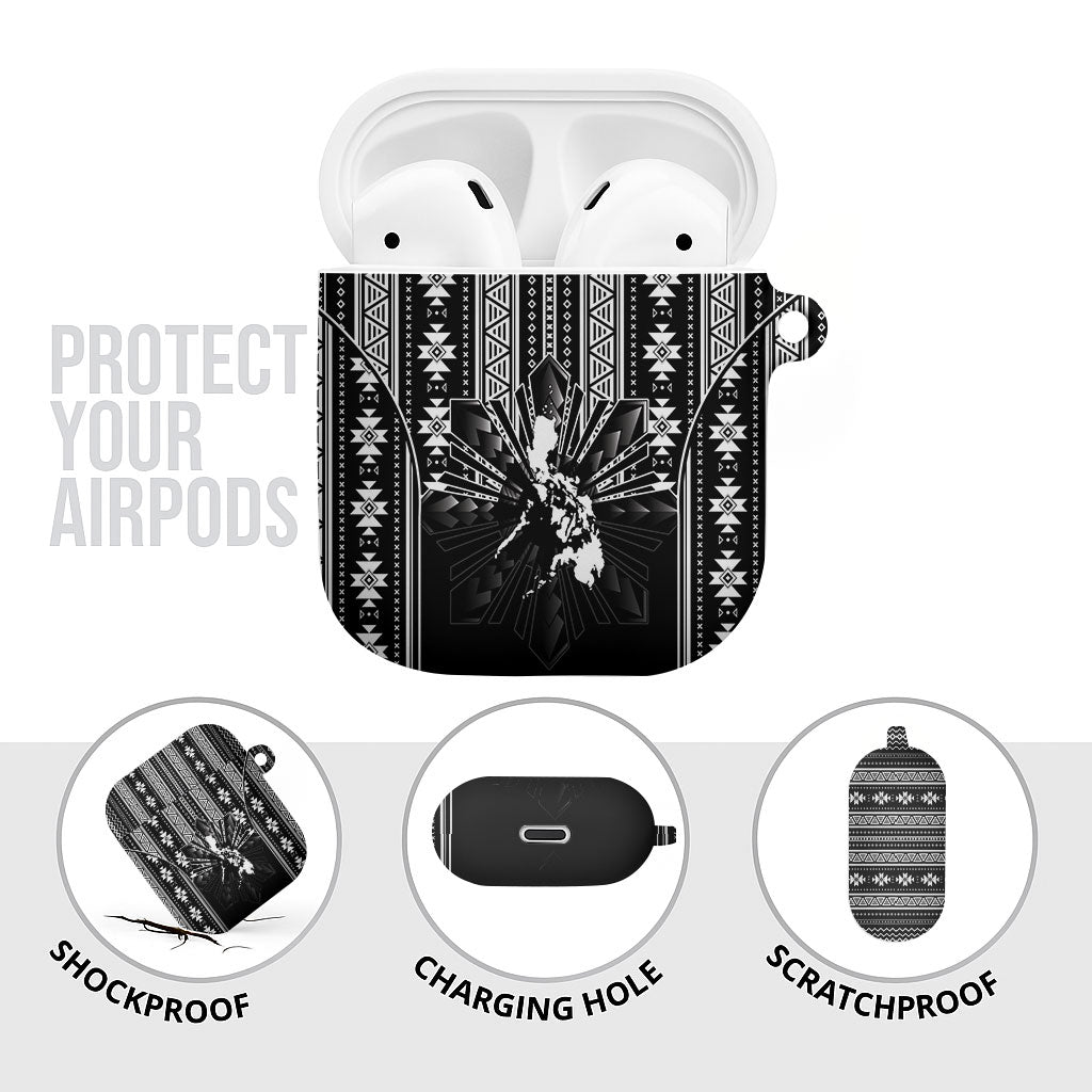 Mabuhay Philippines Festival AirPods Case Filipino Map Black White Igorot Pattern LT14 - Polynesian Pride