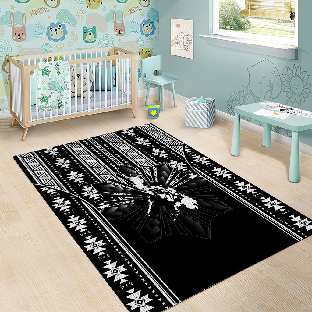Mabuhay Philippines Festival Area Rug Filipino Map Black White Igorot Pattern LT14 - Polynesian Pride