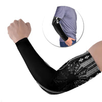Mabuhay Philippines Festival Arm Sleeves Filipino Map Black White Igorot Pattern LT14 Set of 2 Black - Polynesian Pride