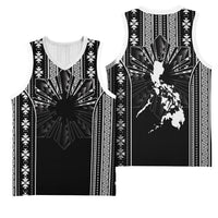 Mabuhay Philippines Festival Basketball Jersey Filipino Map Black White Igorot Pattern LT14 - Polynesian Pride