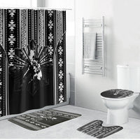 Mabuhay Philippines Festival Bathroom Set Filipino Map Black White Igorot Pattern LT14 Bathroom Set (4 pcs) Black - Polynesian Pride