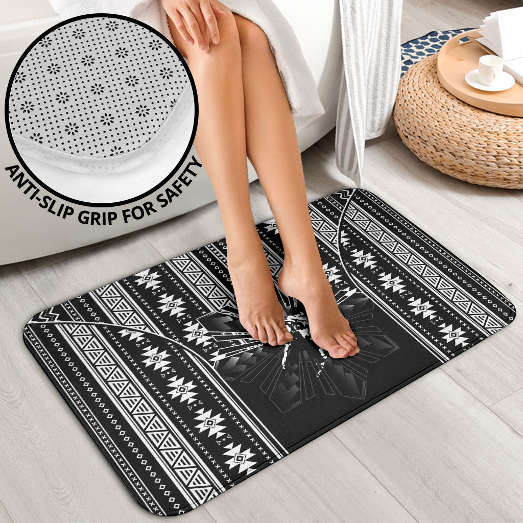 Mabuhay Philippines Festival Bathroom Set Filipino Map Black White Igorot Pattern LT14 - Polynesian Pride