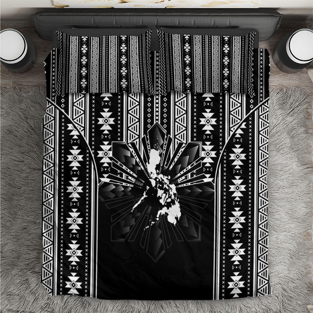Mabuhay Philippines Festival Bedding Set Filipino Map Black White Igorot Pattern LT14 Black - Polynesian Pride