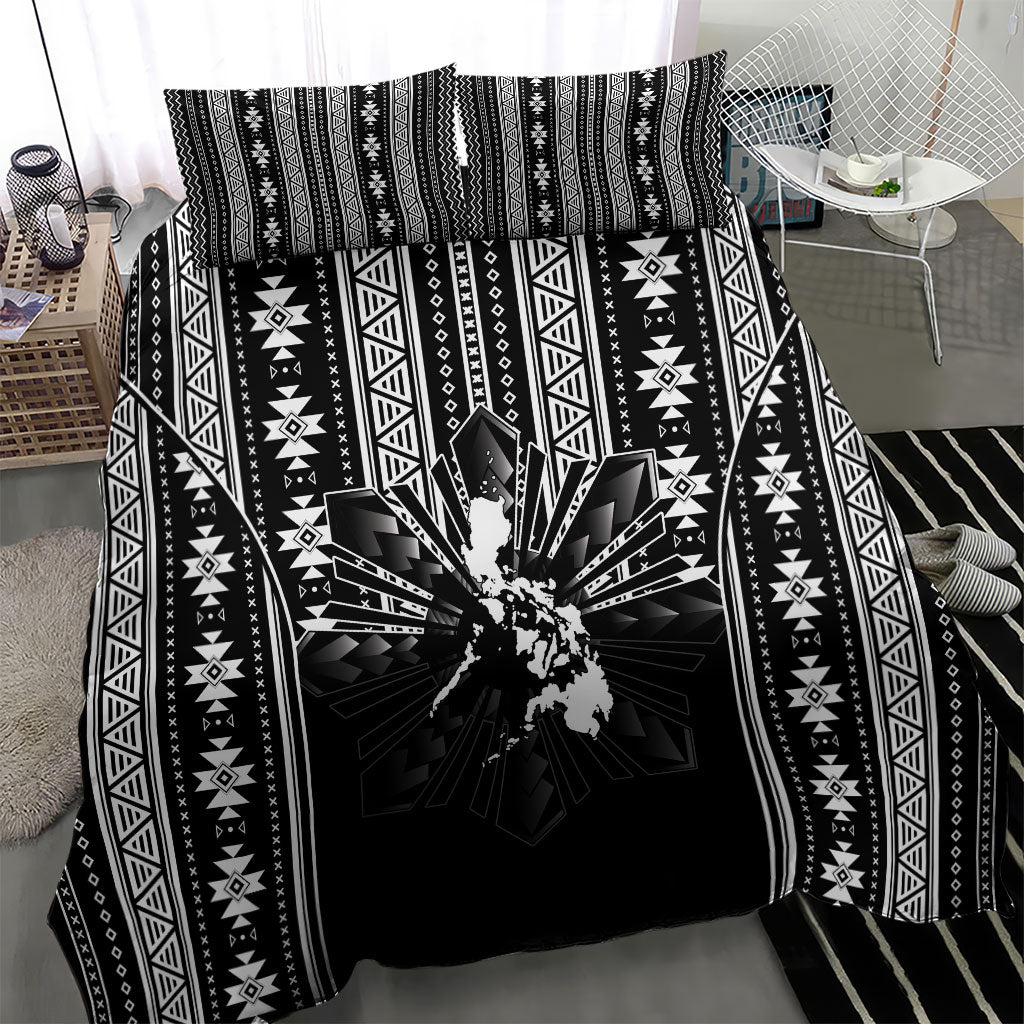 Mabuhay Philippines Festival Bedding Set Filipino Map Black White Igorot Pattern LT14 - Polynesian Pride