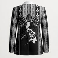 Mabuhay Philippines Festival Blazer Filipino Map Black White Igorot Pattern LT14 - Polynesian Pride