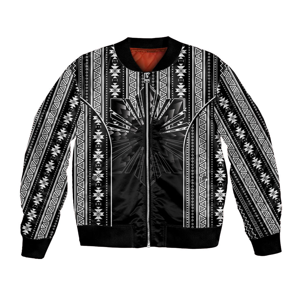 Mabuhay Philippines Festival Bomber Jacket Filipino Map Black White Igorot Pattern