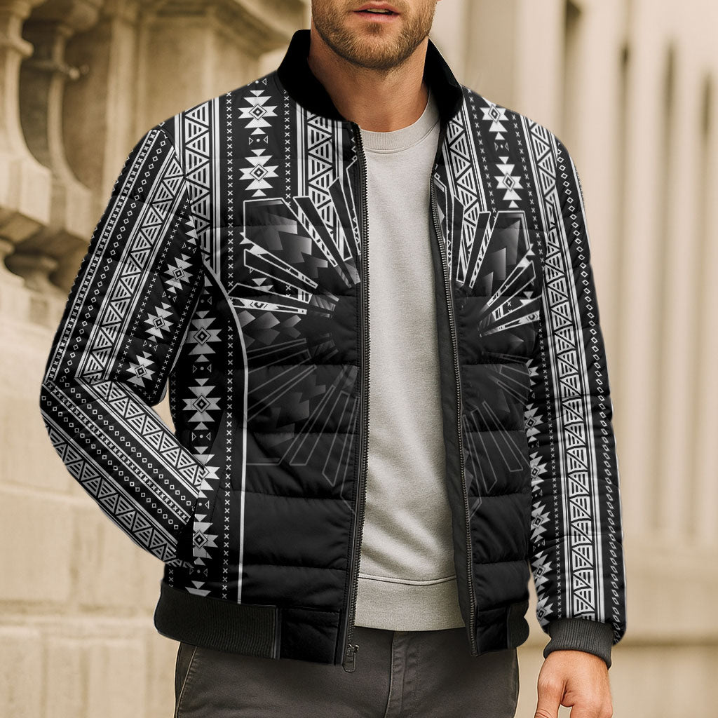 Mabuhay Philippines Festival Bomber Puffer Jacket Filipino Map Black White Igorot Pattern LT14 - Polynesian Pride