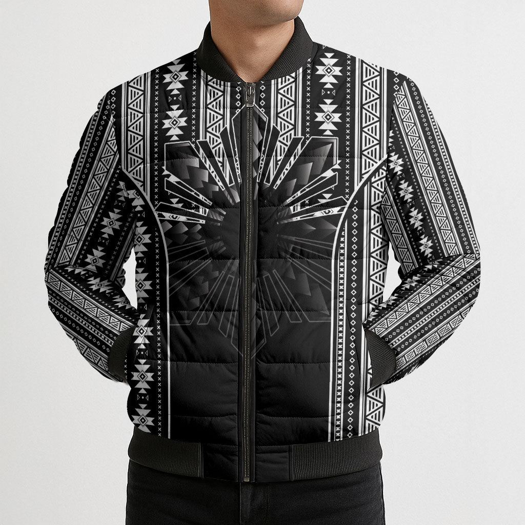 Mabuhay Philippines Festival Bomber Puffer Jacket Filipino Map Black White Igorot Pattern LT14 - Polynesian Pride
