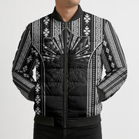 Mabuhay Philippines Festival Bomber Puffer Jacket Filipino Map Black White Igorot Pattern LT14 - Polynesian Pride