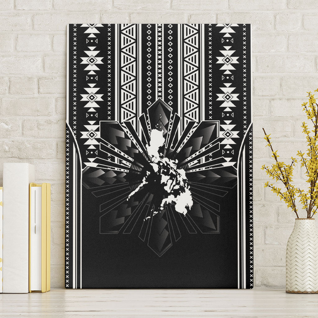Mabuhay Philippines Festival Canvas Wall Art Filipino Map Black White Igorot Pattern LT14 Without Frame Black - Polynesian Pride