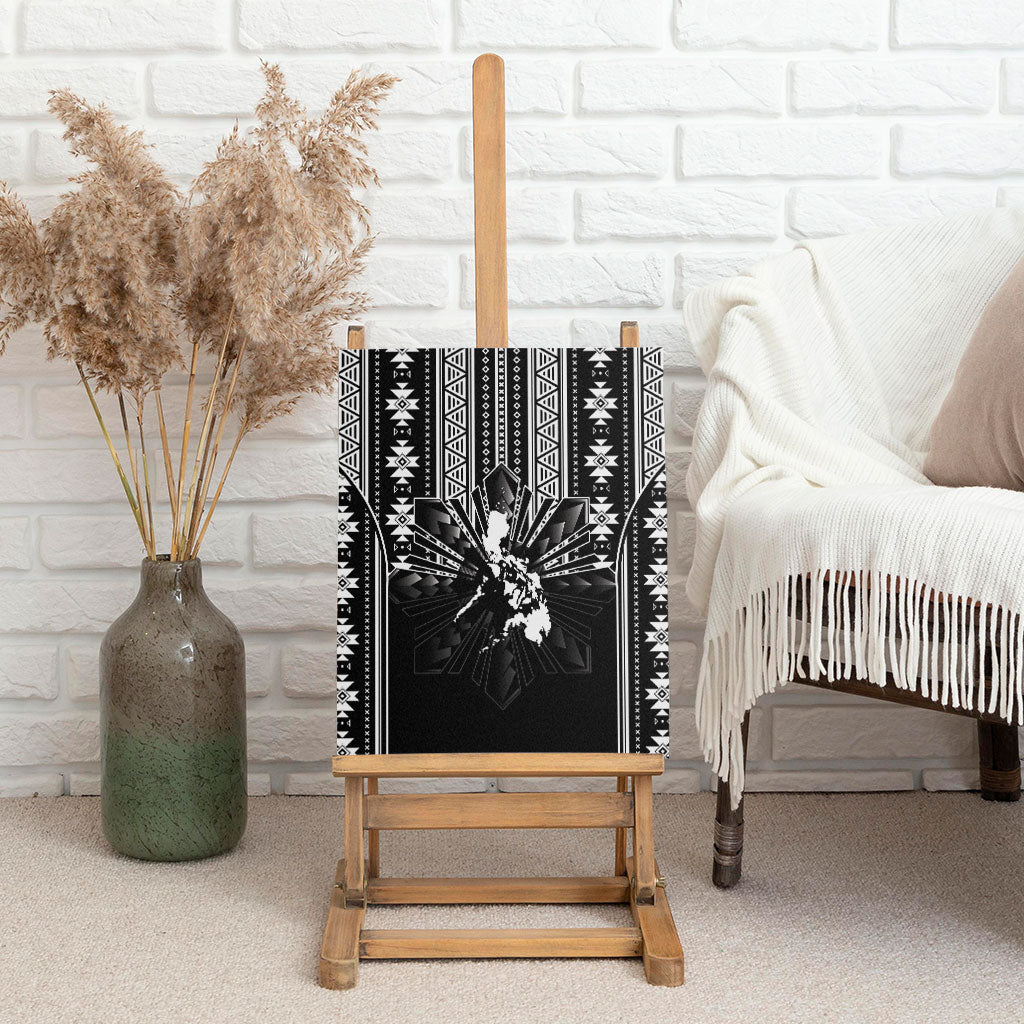 Mabuhay Philippines Festival Canvas Wall Art Filipino Map Black White Igorot Pattern LT14 - Polynesian Pride