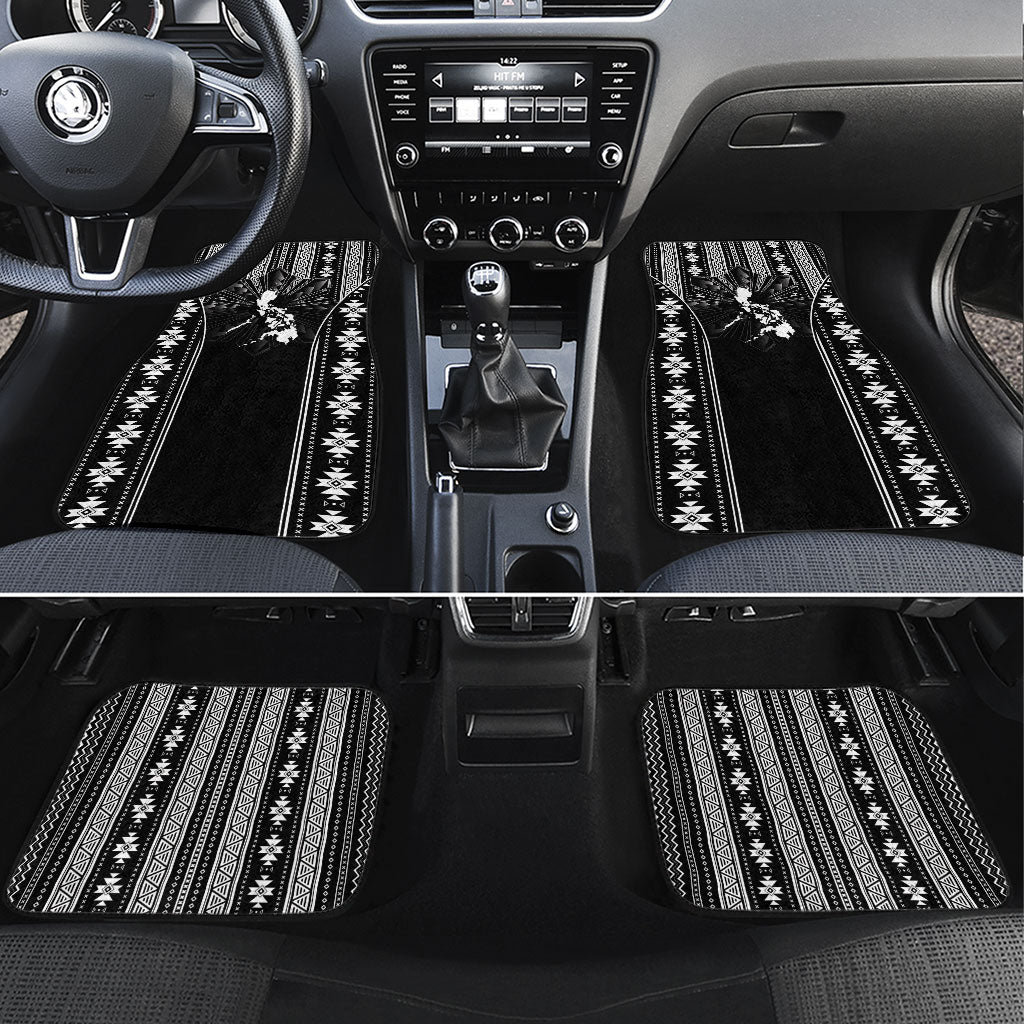 Mabuhay Philippines Festival Car Mats Filipino Map Black White Igorot Pattern LT14 Set 4pcs Black - Polynesian Pride