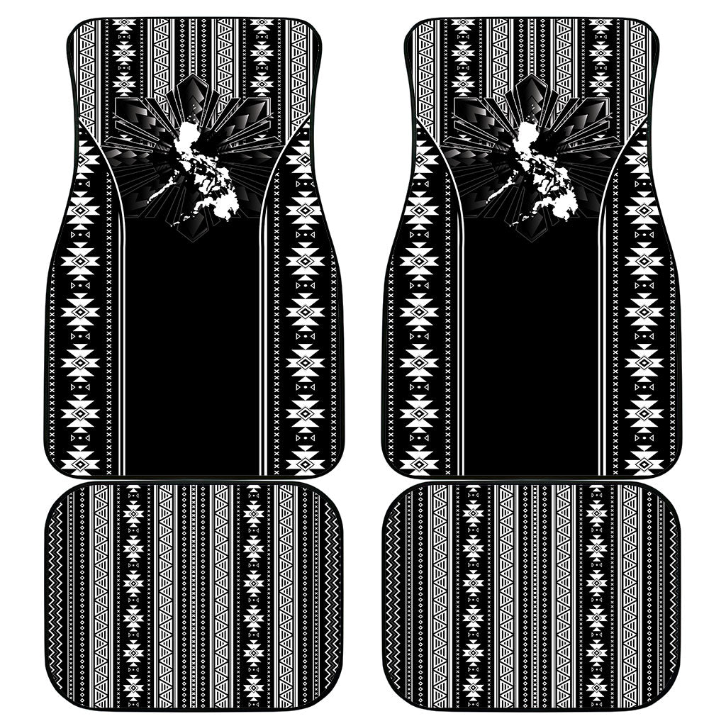 Mabuhay Philippines Festival Car Mats Filipino Map Black White Igorot Pattern LT14 - Polynesian Pride