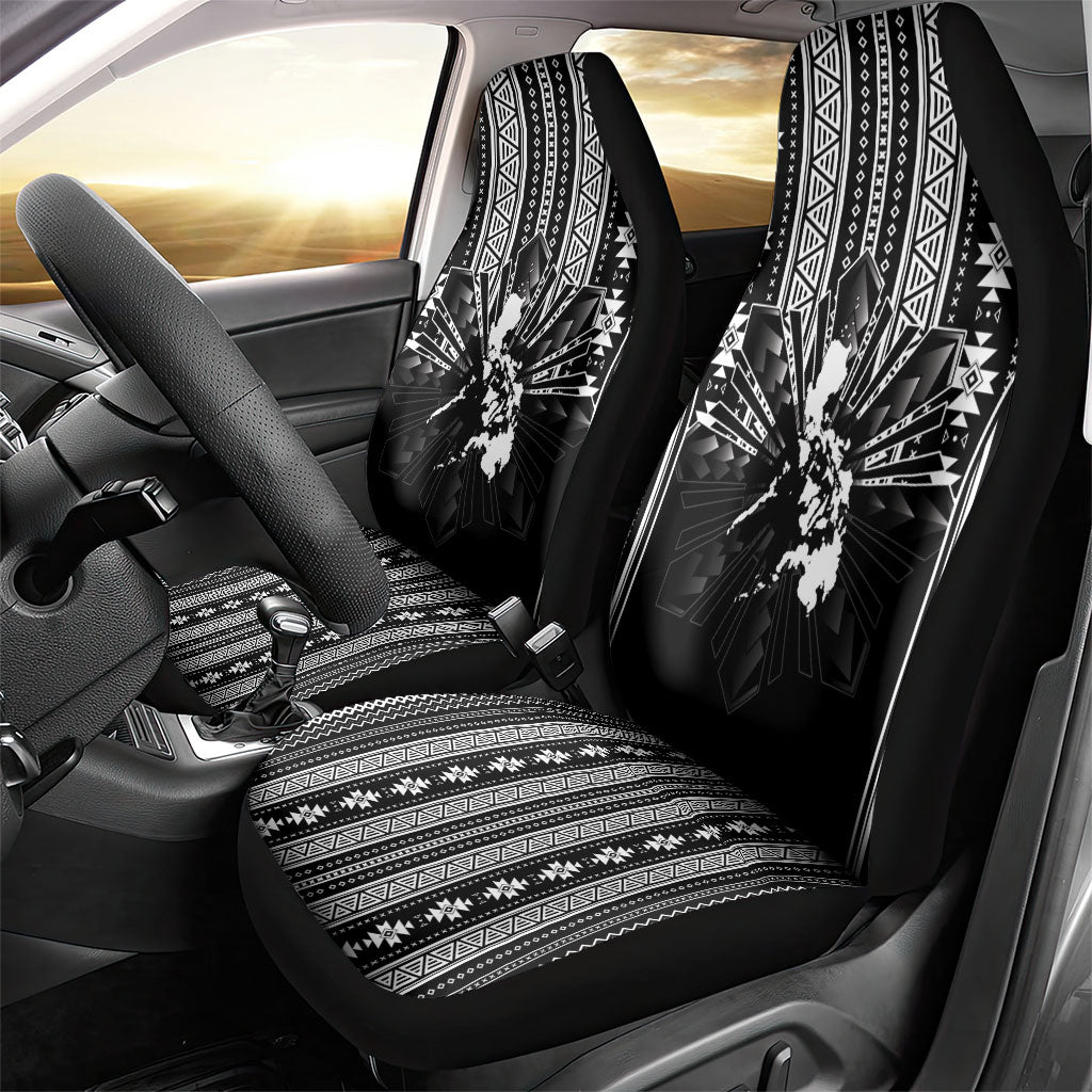 Mabuhay Philippines Festival Car Seat Cover Filipino Map Black White Igorot Pattern LT14 - Polynesian Pride