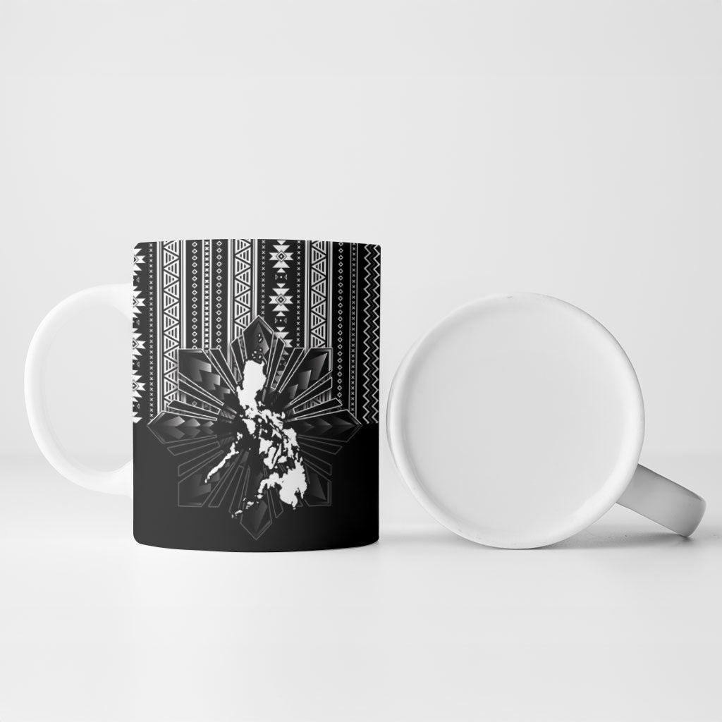 Mabuhay Philippines Festival Ceramic Mug Filipino Map Black White Igorot Pattern LT14 - Polynesian Pride
