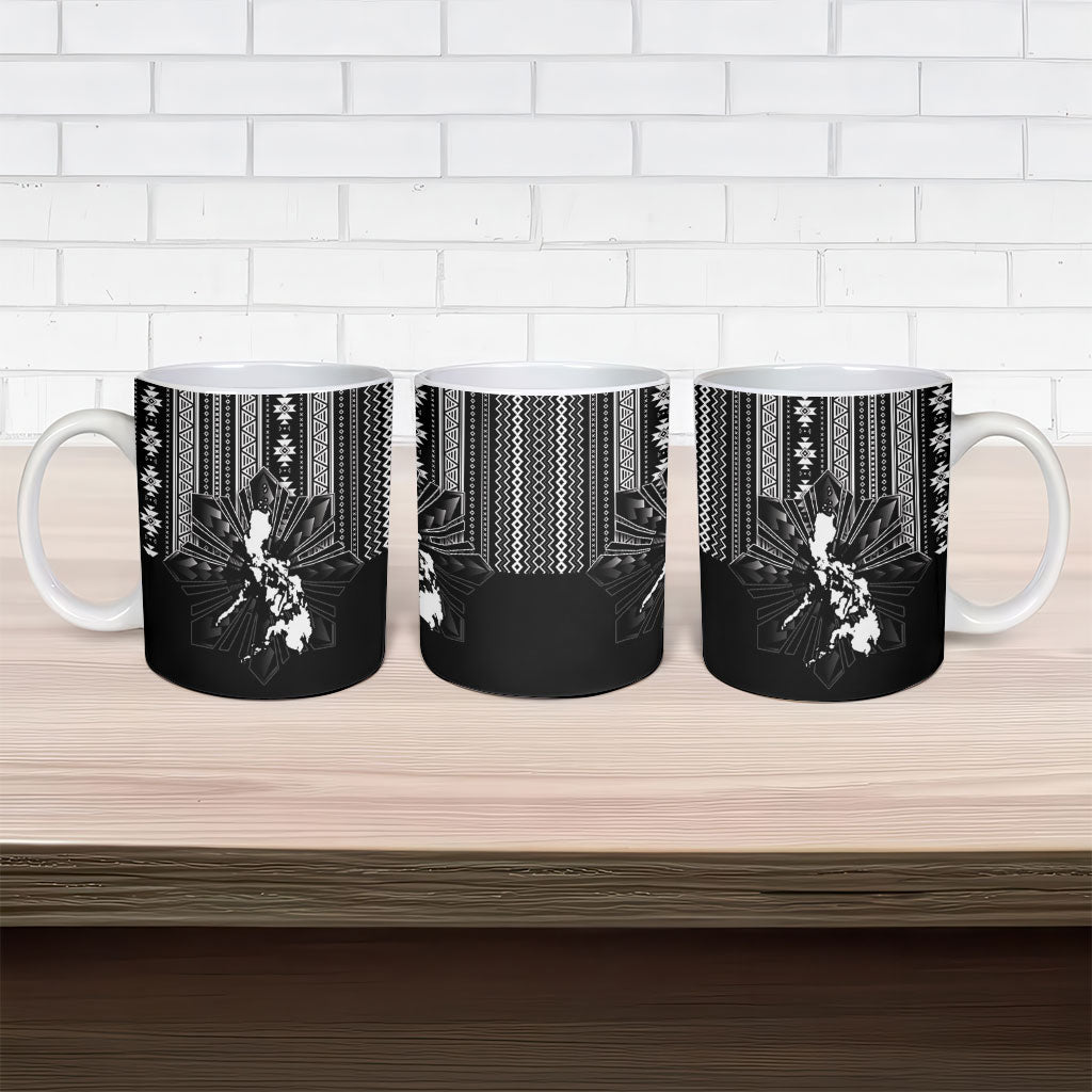 Mabuhay Philippines Festival Ceramic Mug Filipino Map Black White Igorot Pattern LT14 - Polynesian Pride