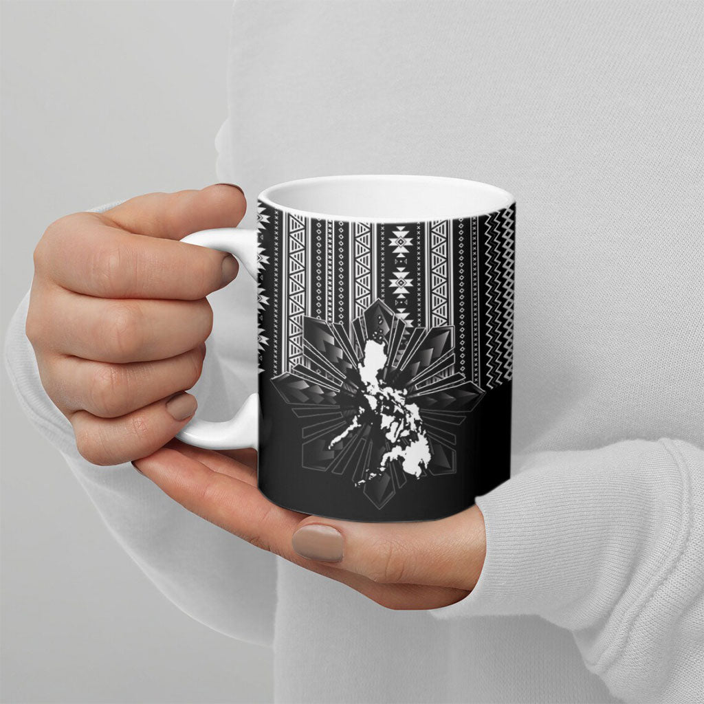 Mabuhay Philippines Festival Ceramic Mug Filipino Map Black White Igorot Pattern LT14 - Polynesian Pride