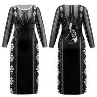 Mabuhay Philippines Festival Couples Matching Long Sleeve Bodycon Dress and Long Sleeve Button Shirt Filipino Map Black White Igorot Pattern LT14 - Polynesian Pride