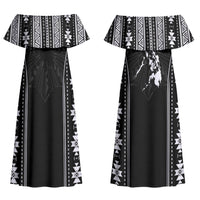 Mabuhay Philippines Festival Couples Matching Off Shoulder Maxi Dress and Hawaiian Shirt Filipino Map Black White Igorot Pattern LT14 - Polynesian Pride