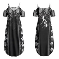 Mabuhay Philippines Festival Couples Matching Summer Maxi Dress and Long Sleeve Button Shirt Filipino Map Black White Igorot Pattern LT14 - Polynesian Pride