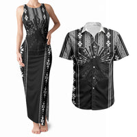 Mabuhay Philippines Festival Couples Matching Tank Maxi Dress and Hawaiian Shirt Filipino Map Black White Igorot Pattern LT14 Black - Polynesian Pride