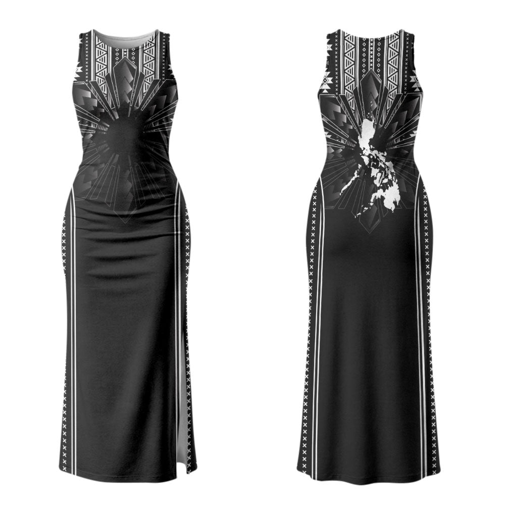 Mabuhay Philippines Festival Couples Matching Tank Maxi Dress and Hawaiian Shirt Filipino Map Black White Igorot Pattern LT14 - Polynesian Pride