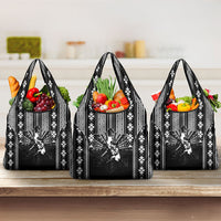 Mabuhay Philippines Festival Grocery Bag Filipino Map Black White Igorot Pattern LT14 3-pack One Size Black - Polynesian Pride