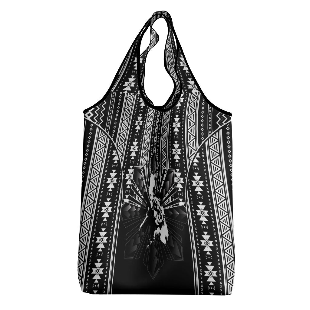Mabuhay Philippines Festival Grocery Bag Filipino Map Black White Igorot Pattern LT14 - Polynesian Pride