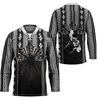 Mabuhay Philippines Festival Hockey Jersey Filipino Map Black White Igorot Pattern LT14 - Polynesian Pride