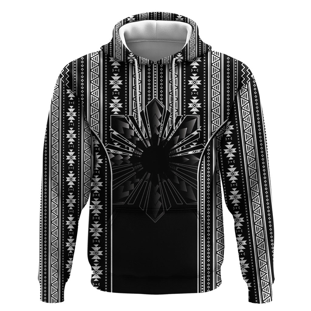 Mabuhay Philippines Festival Hoodie Filipino Map Black White Igorot Pattern LT14 Pullover Hoodie Black - Polynesian Pride