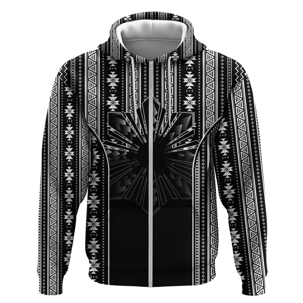 Mabuhay Philippines Festival Hoodie Filipino Map Black White Igorot Pattern LT14 Zip Hoodie Black - Polynesian Pride