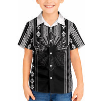 Mabuhay Philippines Festival Kid Hawaiian Shirt Filipino Map Black White Igorot Pattern LT14 Kid Black - Polynesian Pride