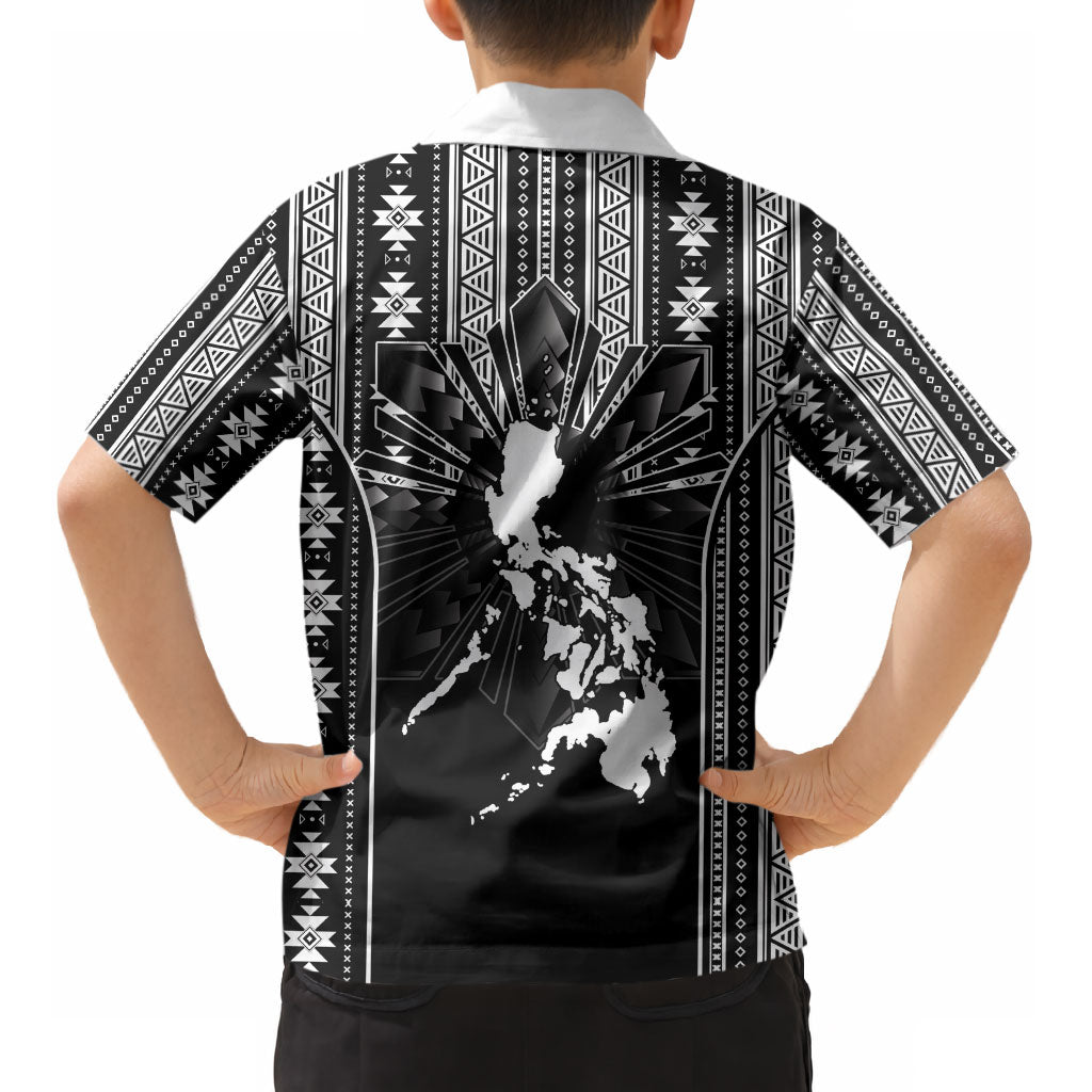 Mabuhay Philippines Festival Kid Hawaiian Shirt Filipino Map Black White Igorot Pattern LT14 - Polynesian Pride
