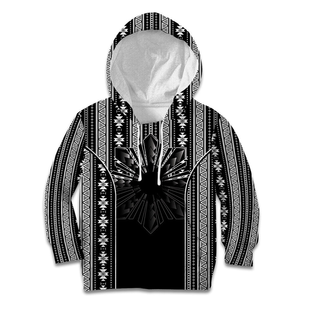 Mabuhay Philippines Festival Kid Hoodie Filipino Map Black White Igorot Pattern LT14 Hoodie Black - Polynesian Pride