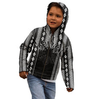 Mabuhay Philippines Festival Kid Hoodie Filipino Map Black White Igorot Pattern LT14 - Polynesian Pride