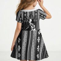 Mabuhay Philippines Festival Kid Short Sleeve Dress Filipino Map Black White Igorot Pattern LT14 - Polynesian Pride