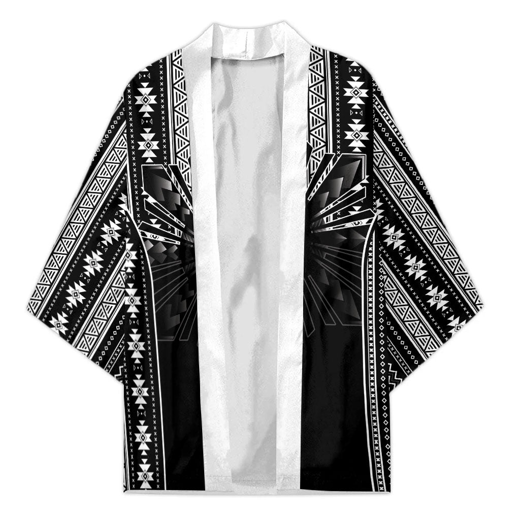 Mabuhay Philippines Festival Kimono Filipino Map Black White Igorot Pattern LT14 Unisex Black - Polynesian Pride